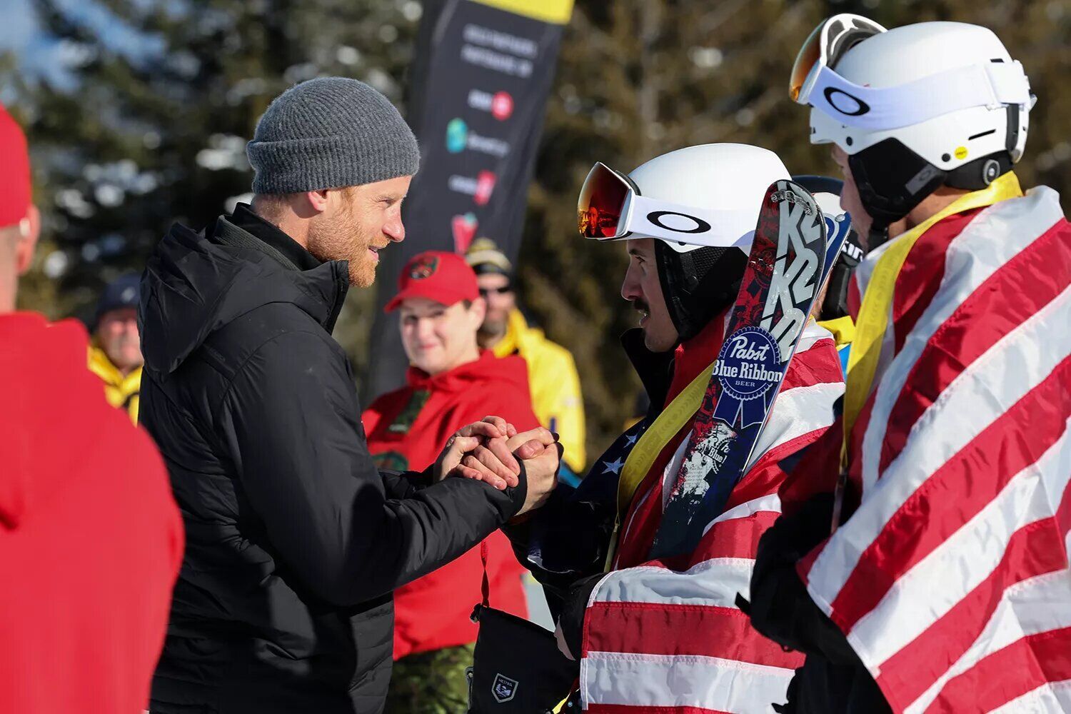 Prince Harry at the medal ceremony for alpine skiing at the Invictus Games Vancouver Whistler 2025 in Whistler, Canada on Feb. 11, 2025