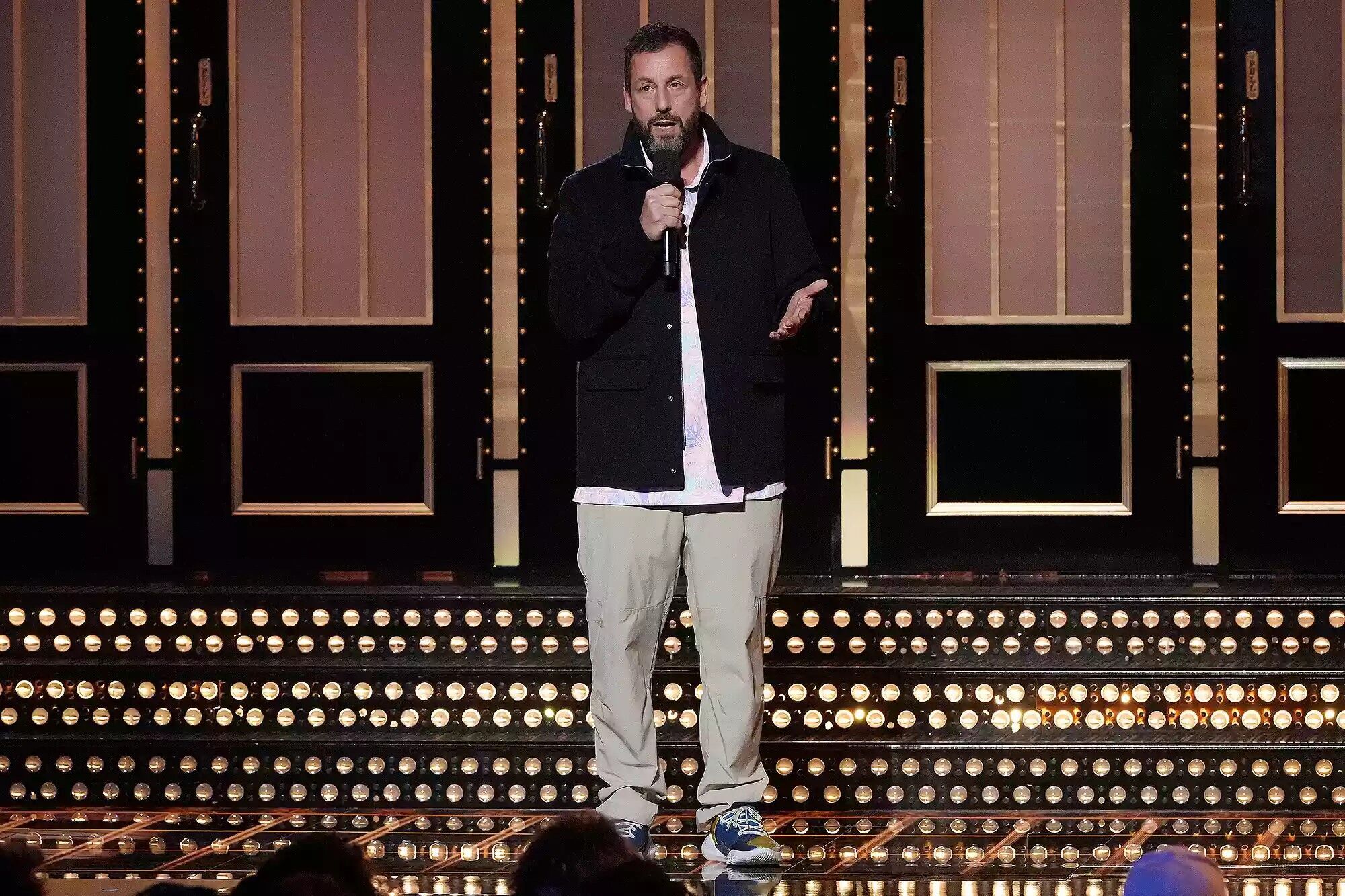 Sandler appeared onstage at the SNL 50th anniversary concert on Feb. 14.