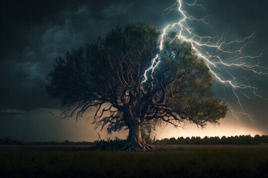 Tree struck by lightning