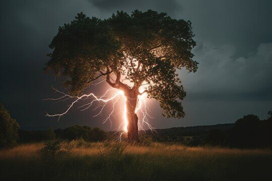 Tree struck by lightning