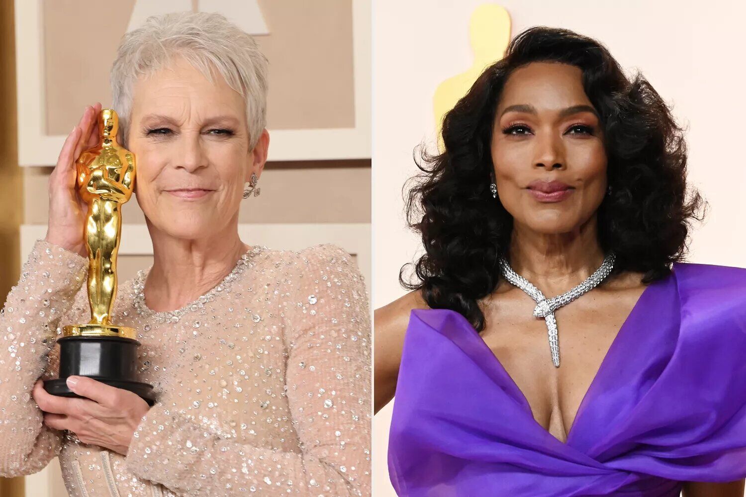 Jamie Lee Curtis and Angela Bassett at the 95th Academy Awards in Los Angeles on March 12, 2023.