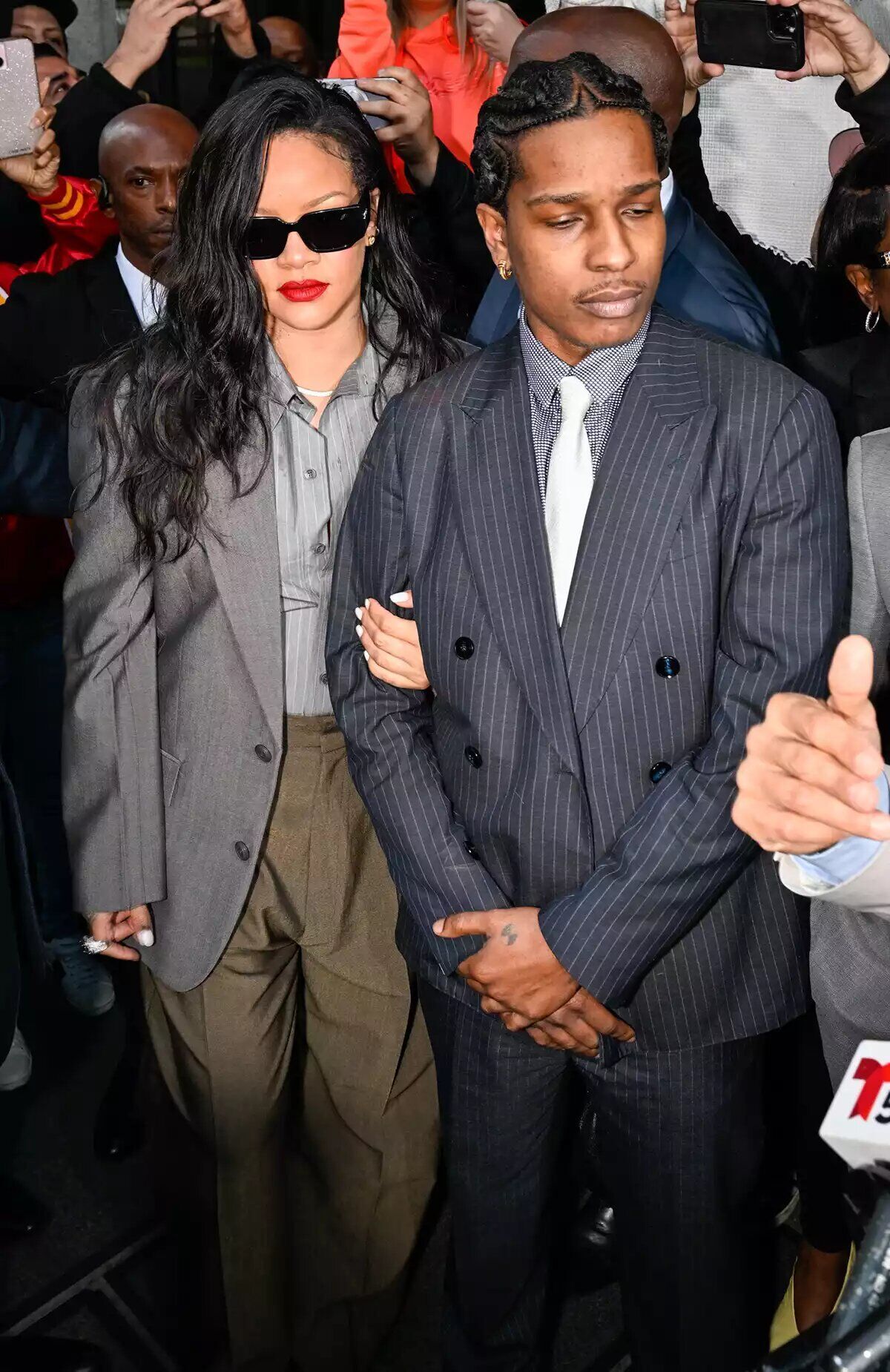 Rihanna and A$AP Rocky are seen outside of Clara Shortridge Foltz Criminal Justice Center on February 18, 2025.