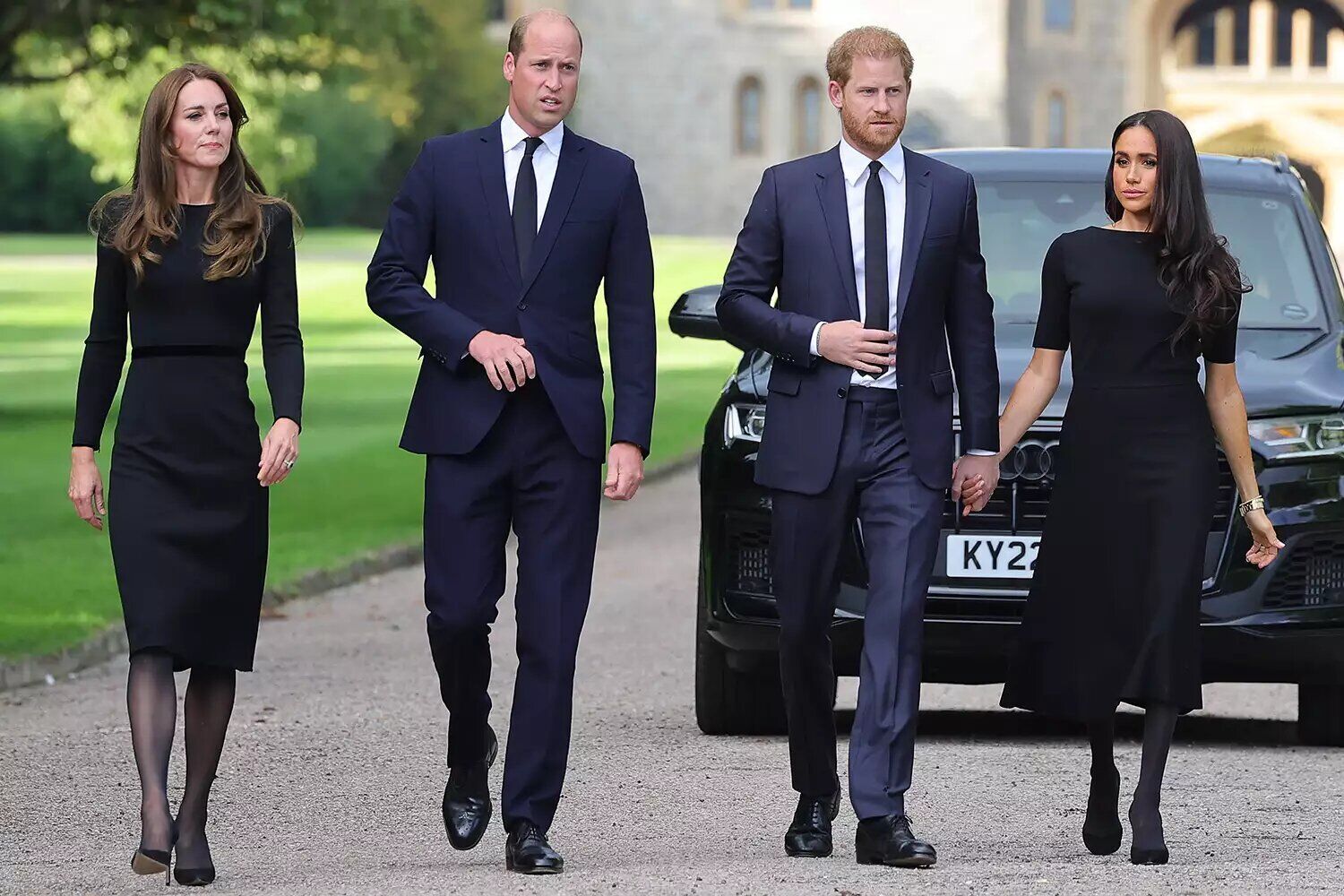 Kate Middleton, Prince William, Prince Harry and Meghan Markle at Windsor Castle on Sept. 10, 2022.