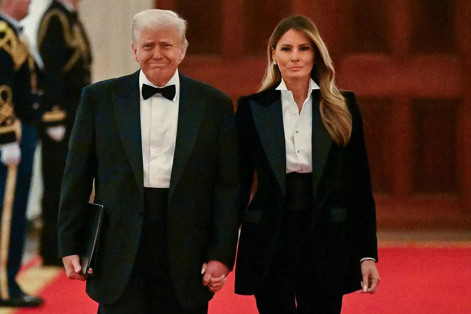 Melania Trump joins Donald Trump at a White House dinner for state governors on Feb. 22, 2025.