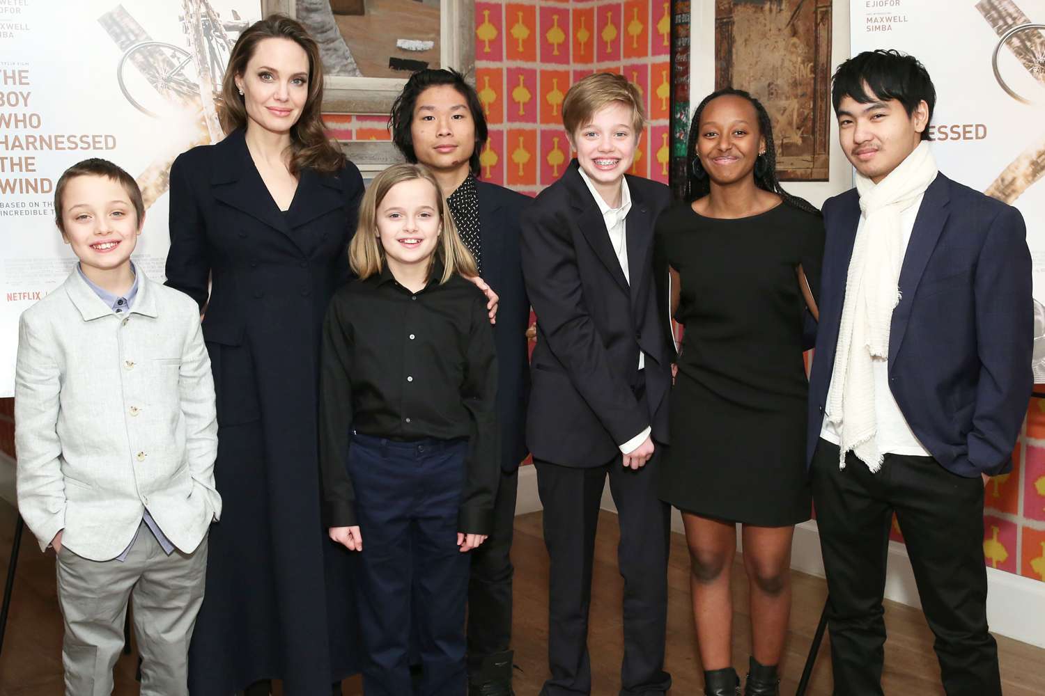 Angelina Jolie with children Knox Leon Jolie-Pitt, Vivienne Marcheline Jolie-Pitt, Pax Thien Jolie-Pitt, Shiloh Nouvel Jolie-Pitt, Zahara Marley Jolie-Pitt and Maddox Chivan Jolie-Pitt, 2019