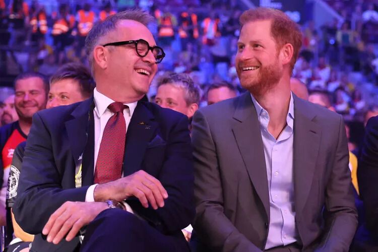 Dominic Reid (left) and Prince Harry attend the Invictus Games in Germany on Sept. 9, 2023.