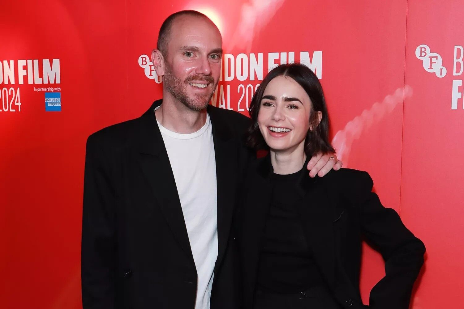 Charlie McDowell and Lily Collins attend a special presentation of "The Summer Book" at The Curzon Mayfair on October 12, 2024.