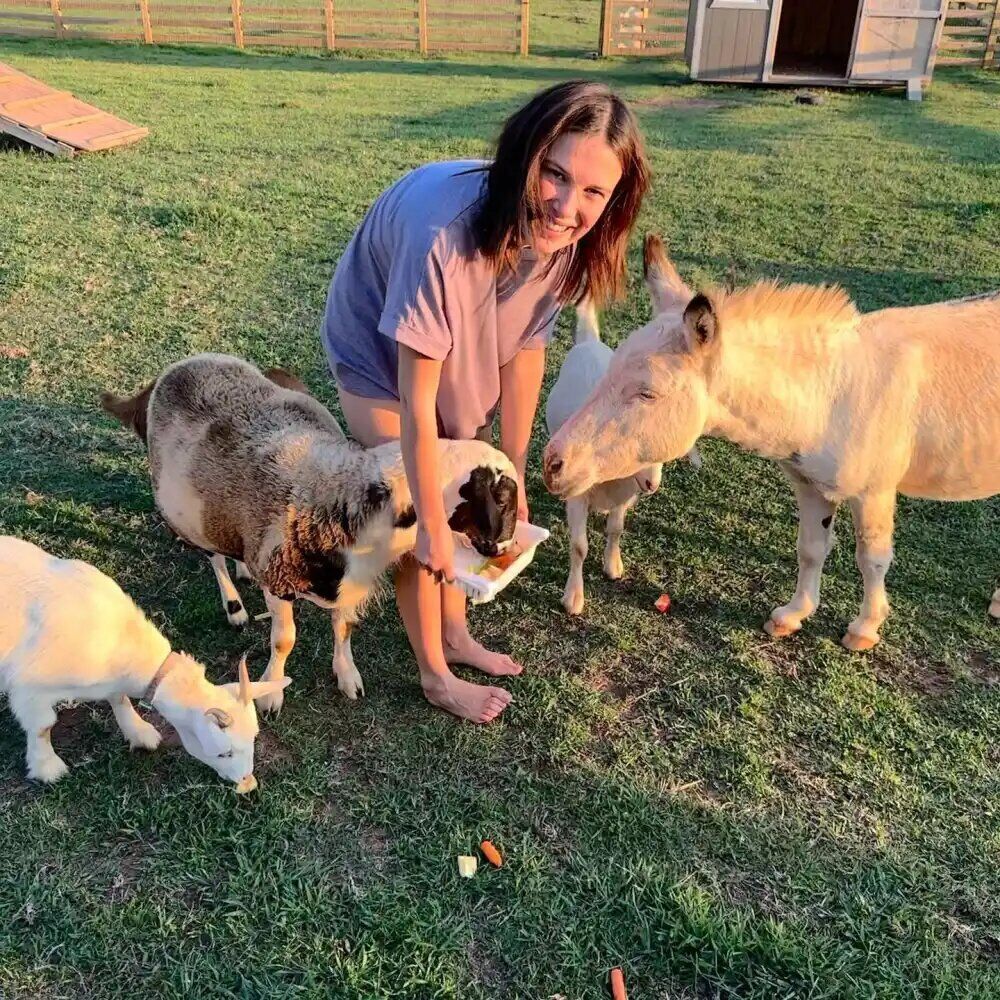 Millie Bobby Brown with goats