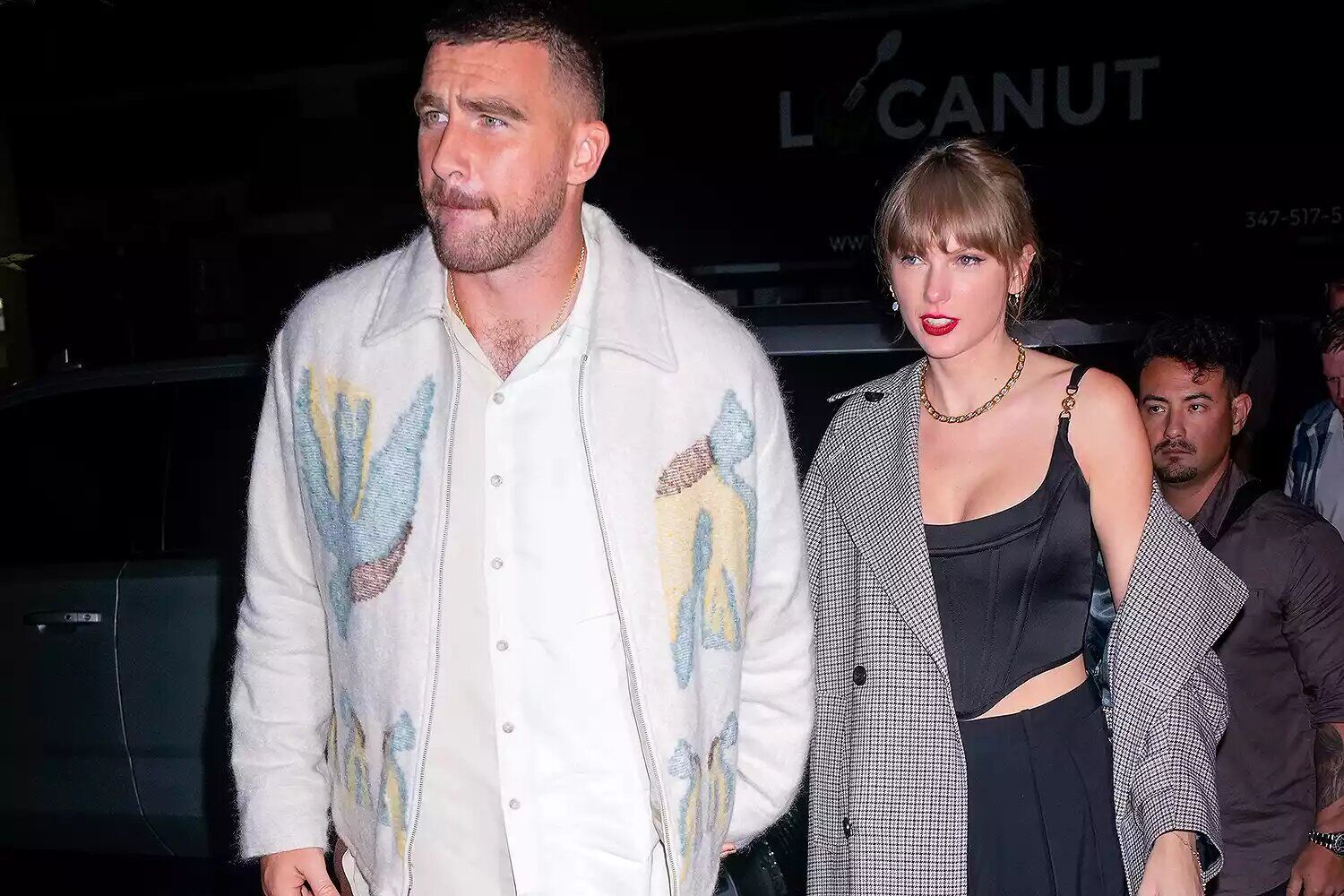 Travis Kelce and Taylor Swift at SNL Afterparty in 2023