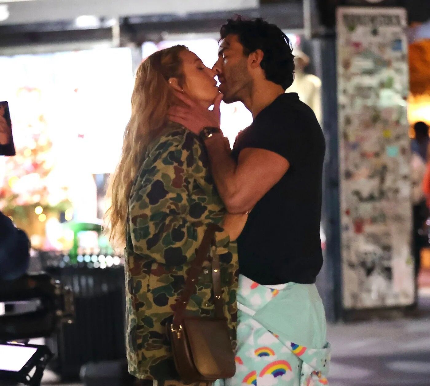 Blake Lively and Justin Baldoni are seen on the set of “It Ends with Us” on January 12, 2024 in Jersey City, New Jersey.