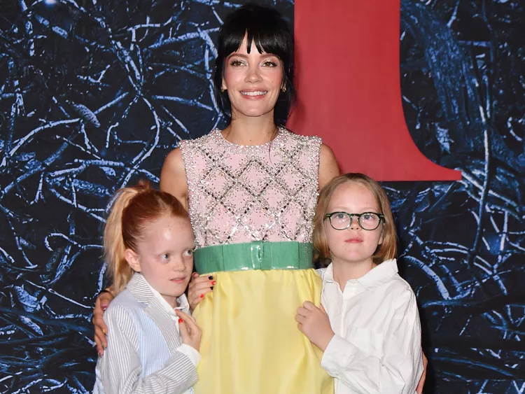 Lily Allen and daughters Marnie Rose Cooper and Ethel Cooper attend "Stranger Things" season 4 premiere on May 14, 2022.