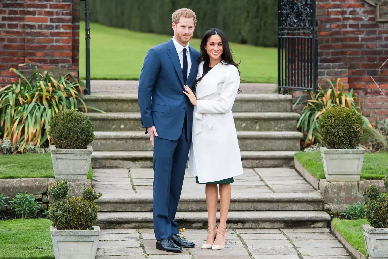 Prince Harry and Meghan Markle at their engagement photo call on Nov. 27, 2017.