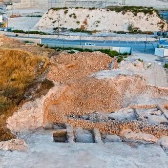 An aerial view of the excavation at Mordot Arnona in Jerusalem,