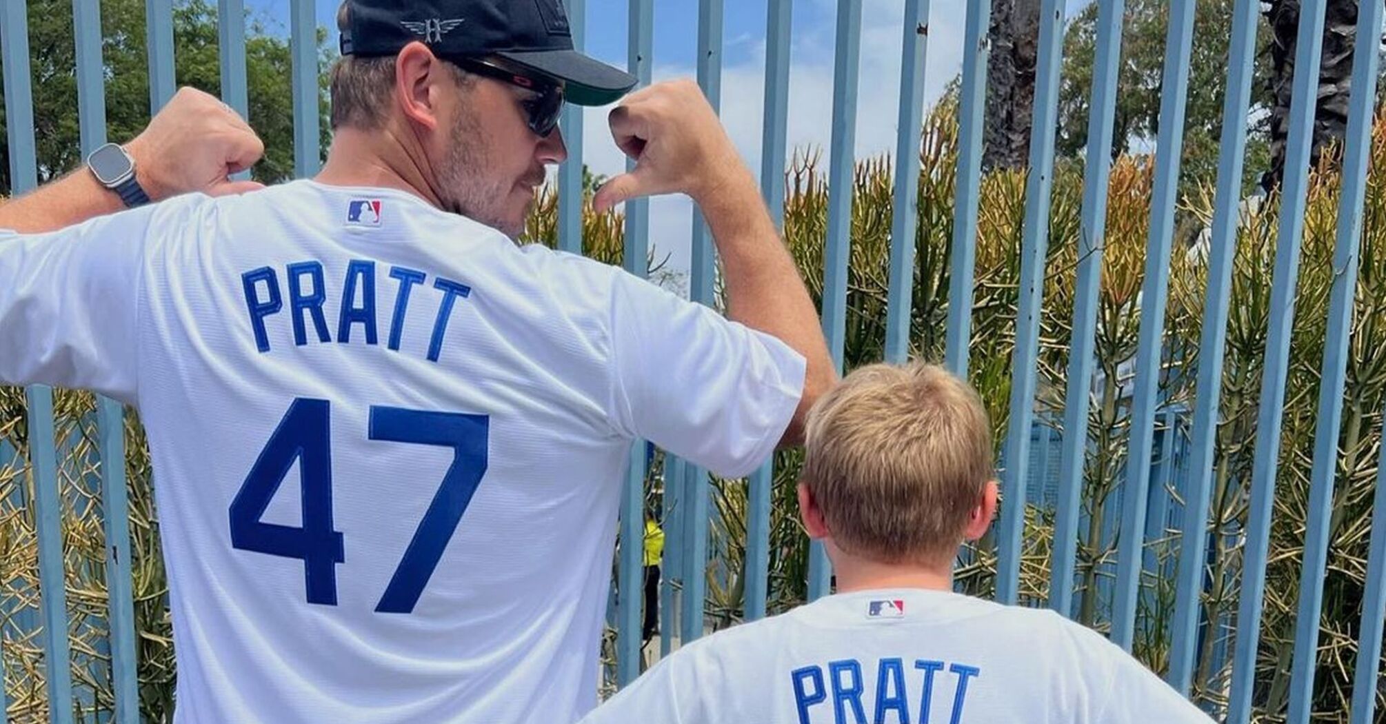 Chris Pratt and Son Jack Enjoy World Series Game at Dodger Stadium