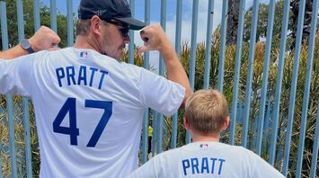Chris Pratt and Son Jack Enjoy World Series Game at Dodger Stadium