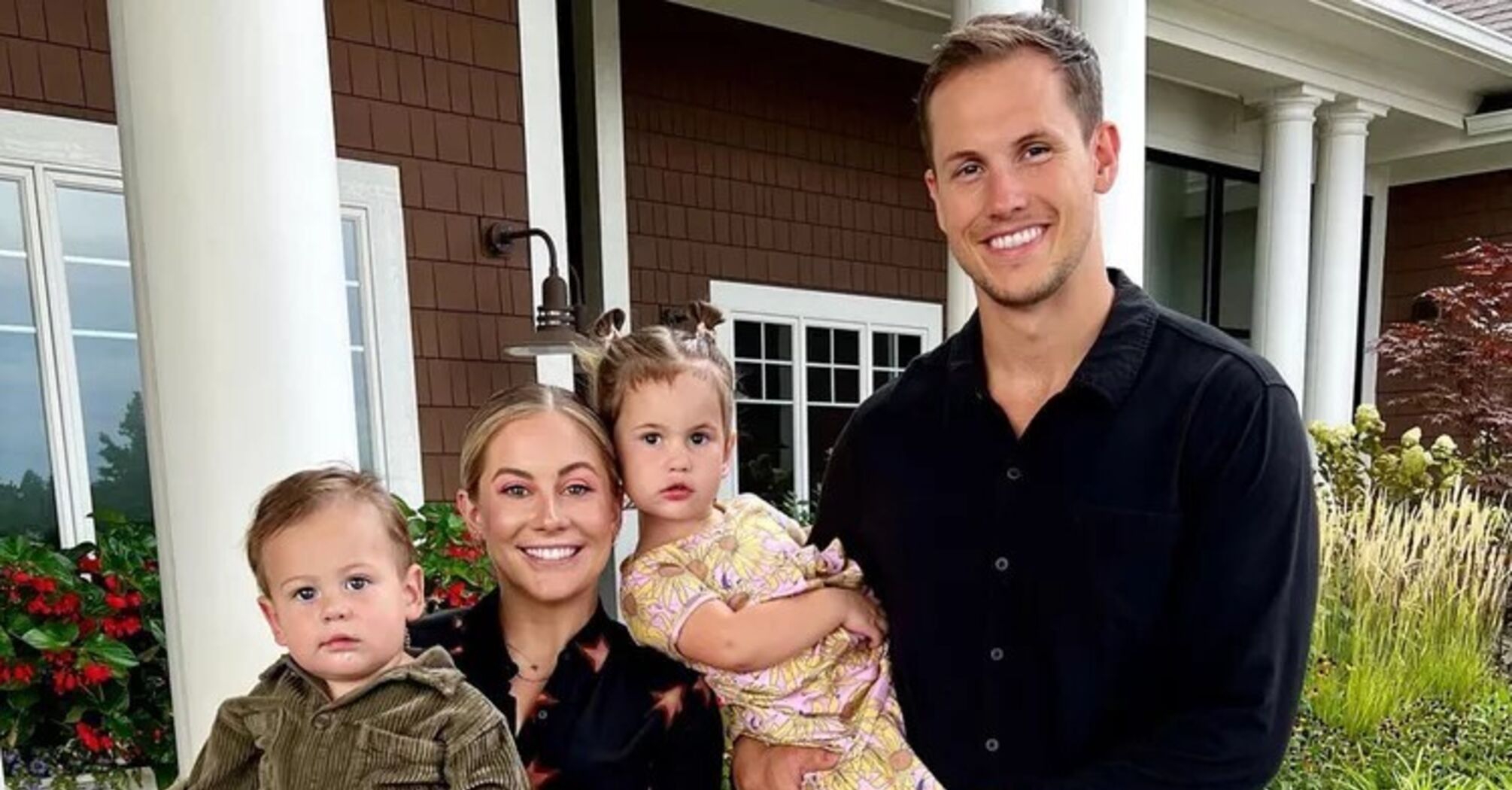 Shawn Johnson and Andrew East with their kids, daughter Drew Hazel East and son Jett James East. 