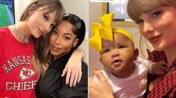 Taylor Swift with Chariah Gordon and with Gordon's daughter Ci