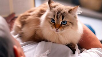 Cat sleeps on the chest