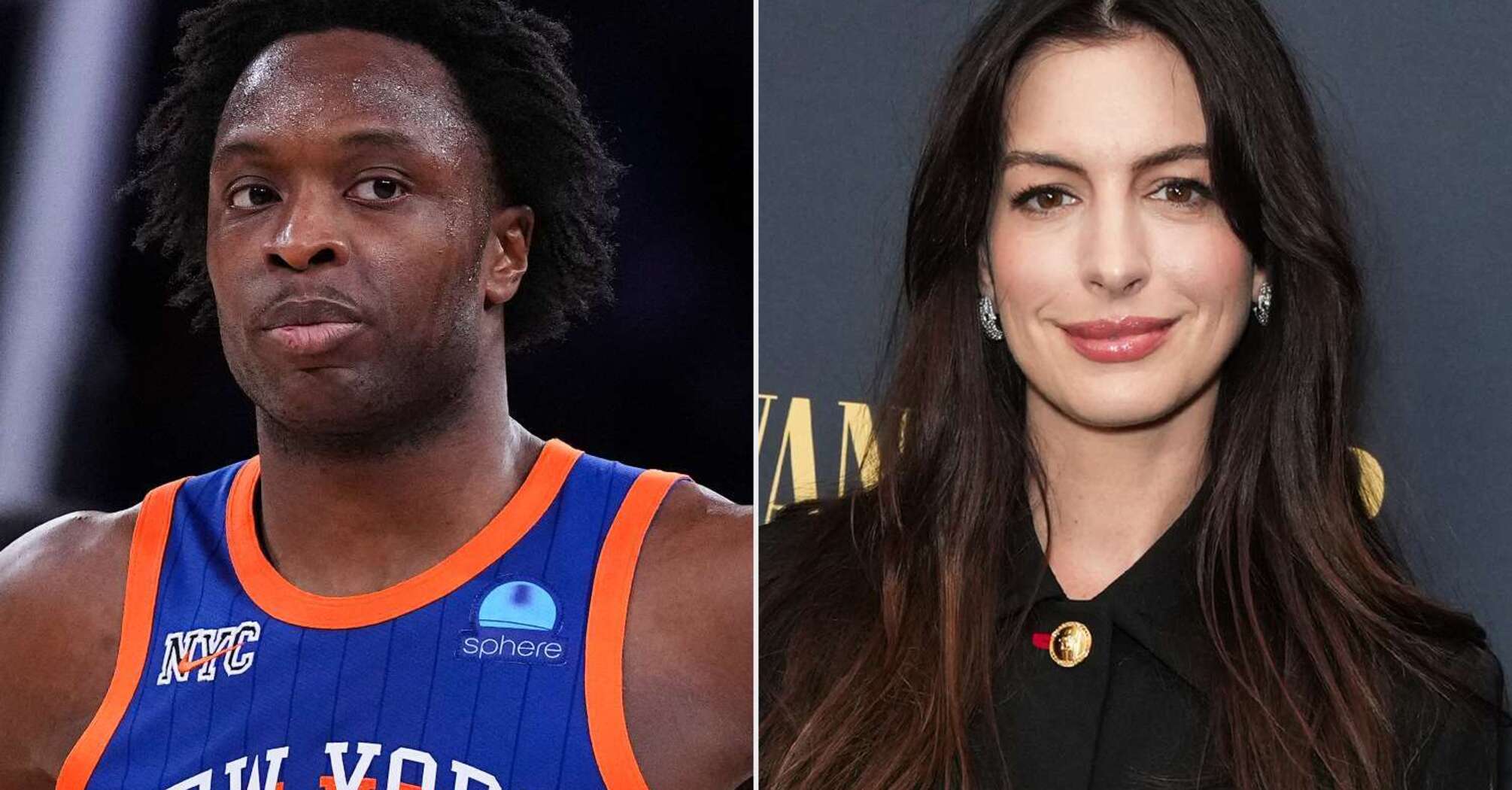  Knicks Player OG Anunoby Nearly Crashes Into Anne Hathaway and Her Son