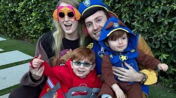 Meghan Trainor and Daryl Sabara, pictured with their children