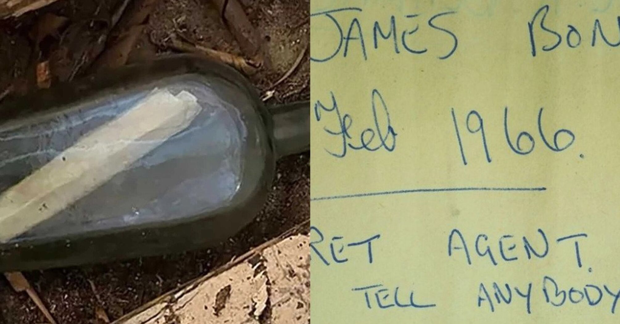 A bottle with a 1966 message from James Bond was found in the castle 