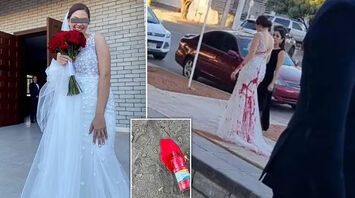 Groom's mother spoiled the wedding by pouring red paint on her daughter-in-law