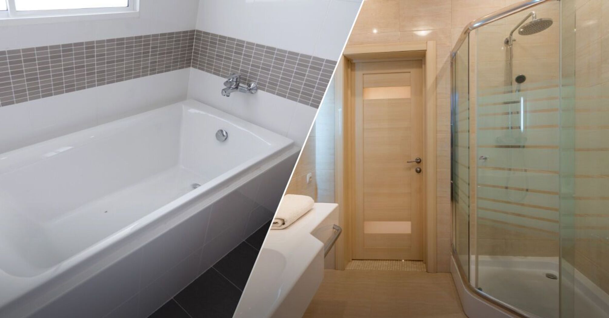 Comparison of a bathtub and a shower cabin