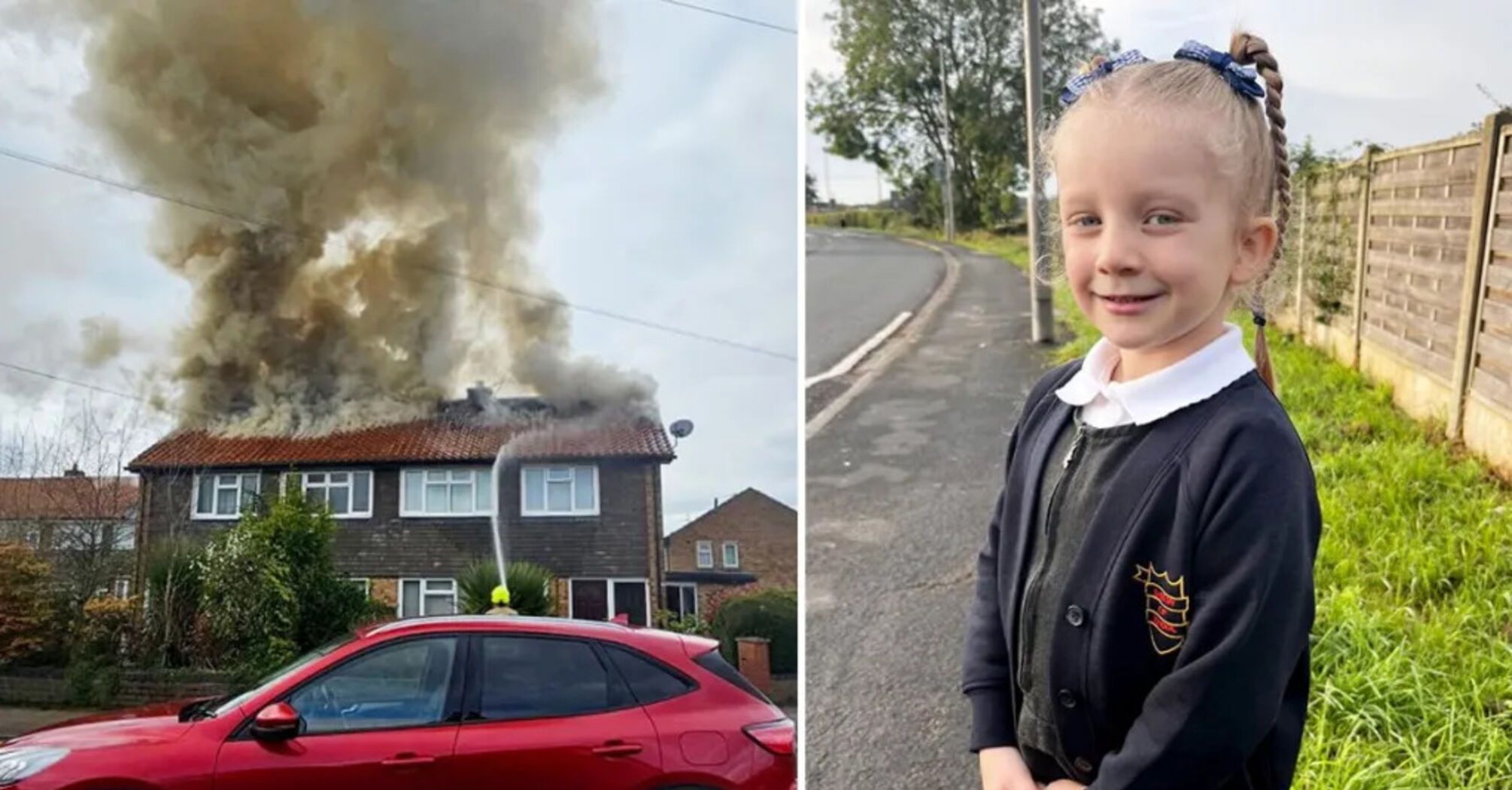 A 6-year-old girl ran into a house on fire