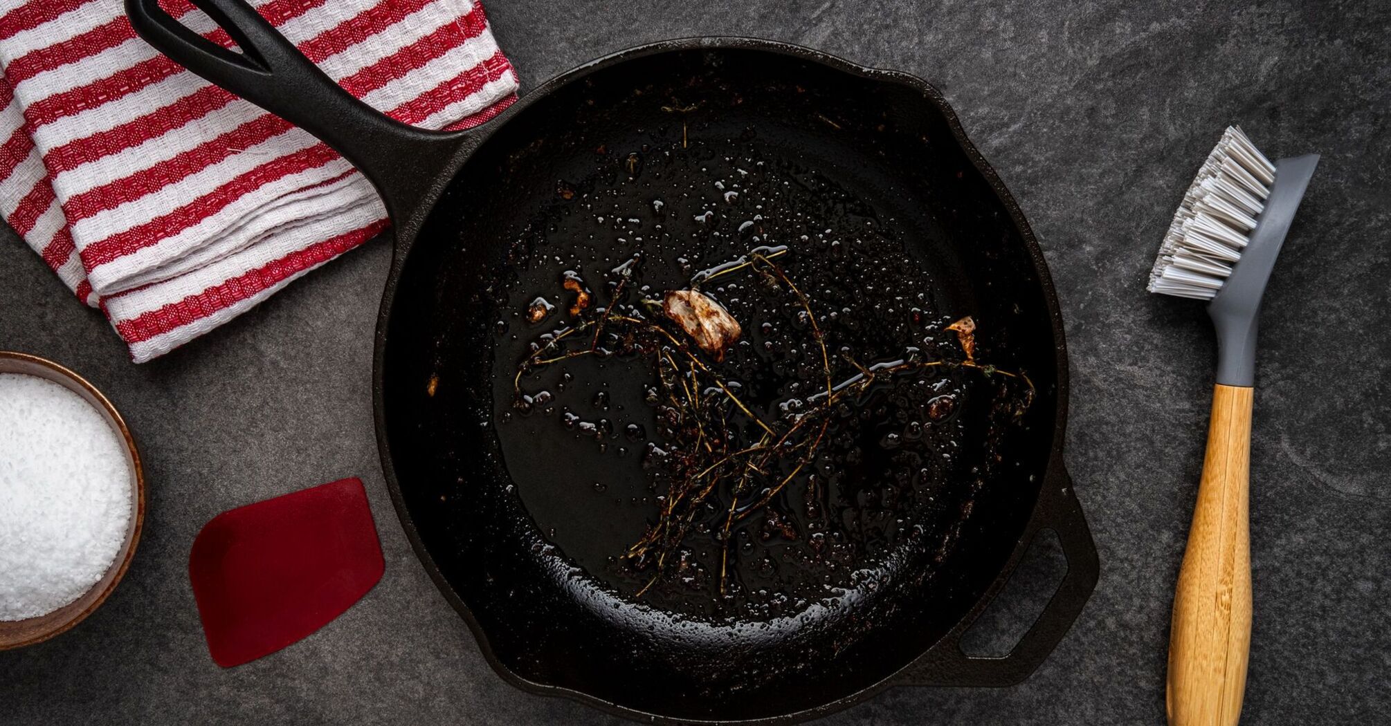 How to clean a blackened frying pan