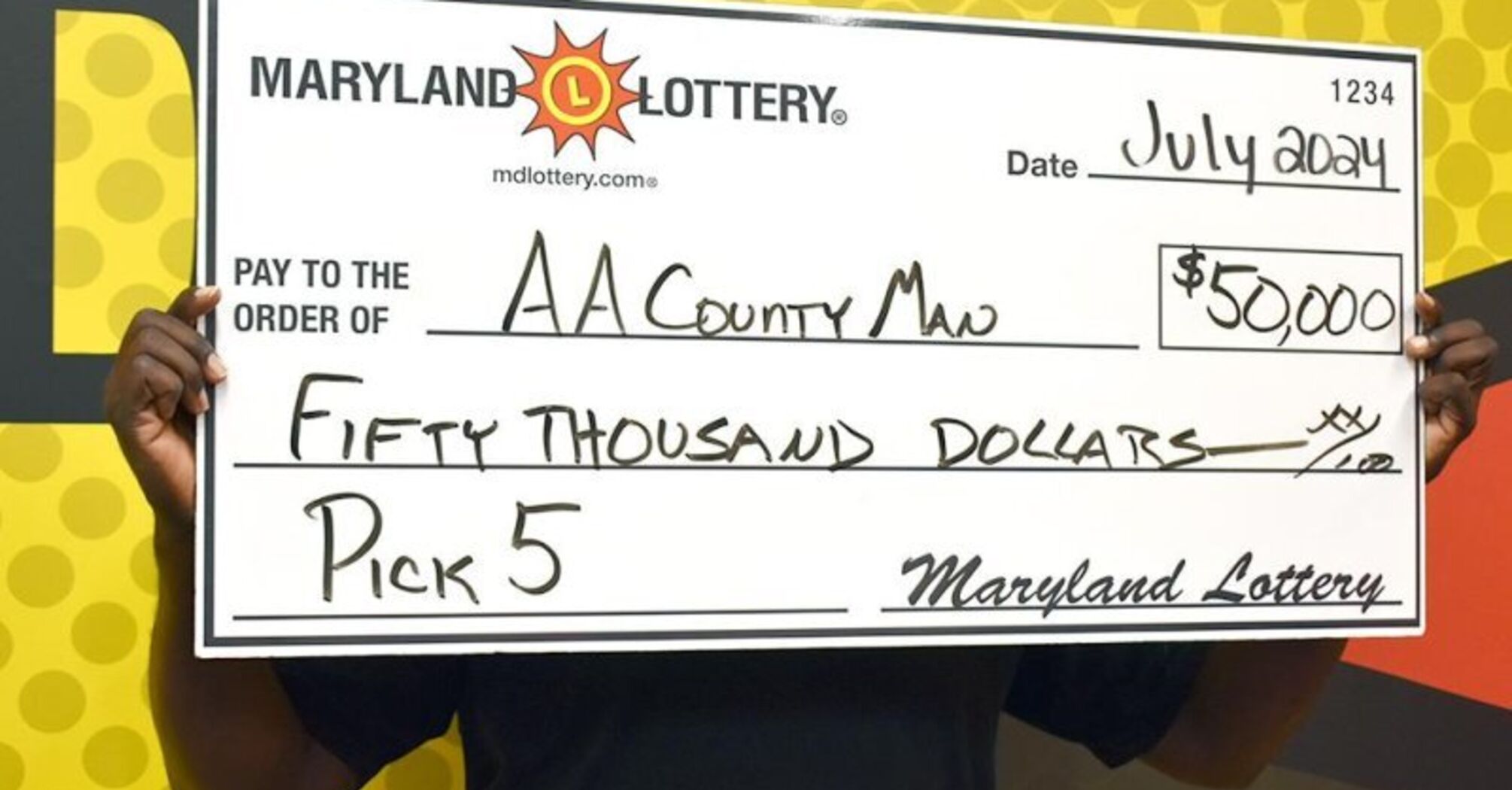 A Maryland Lottery player won a $50,000 jackpot from a Pick 5 drawing