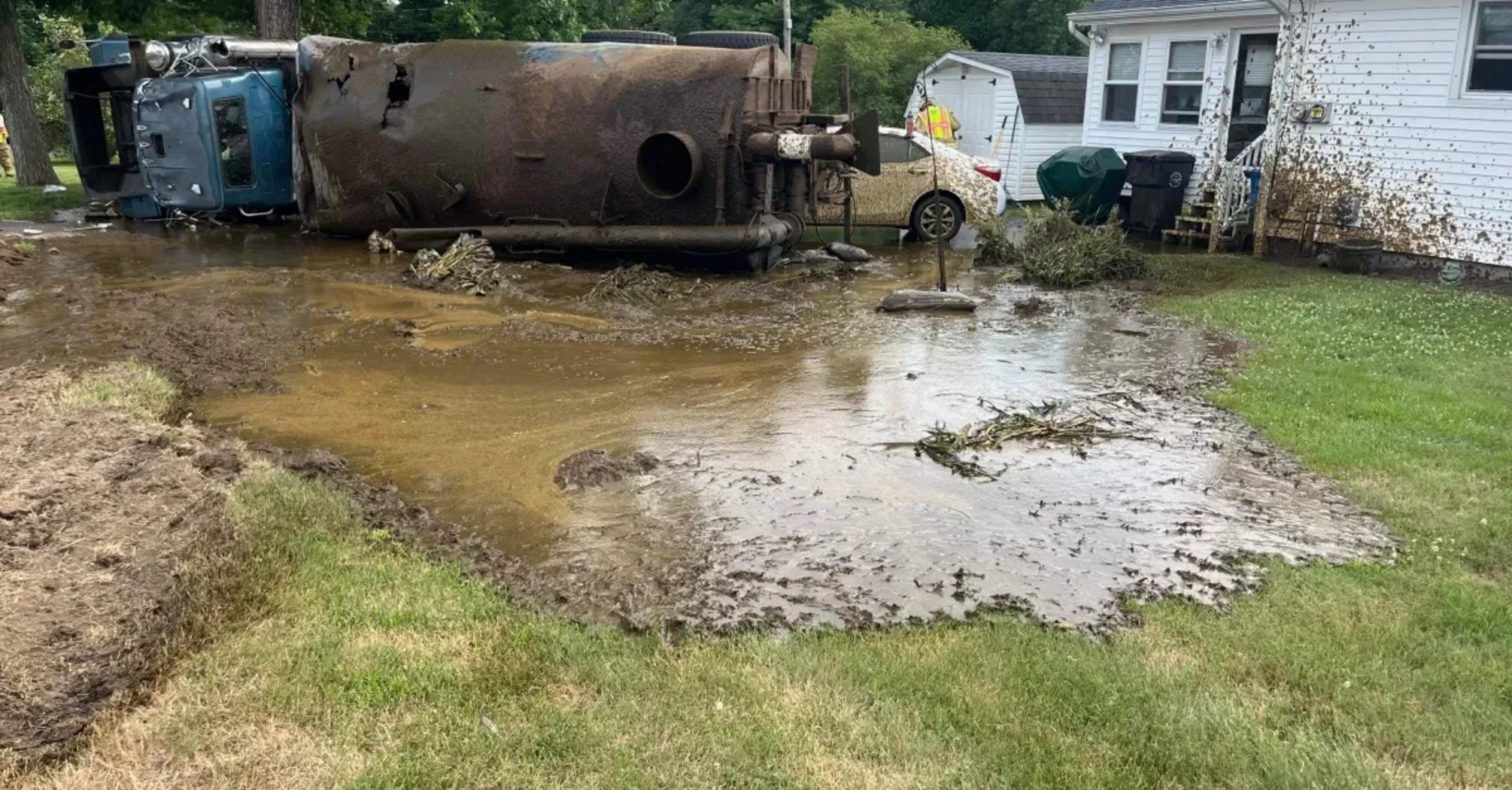  A manure truck had tipped over 