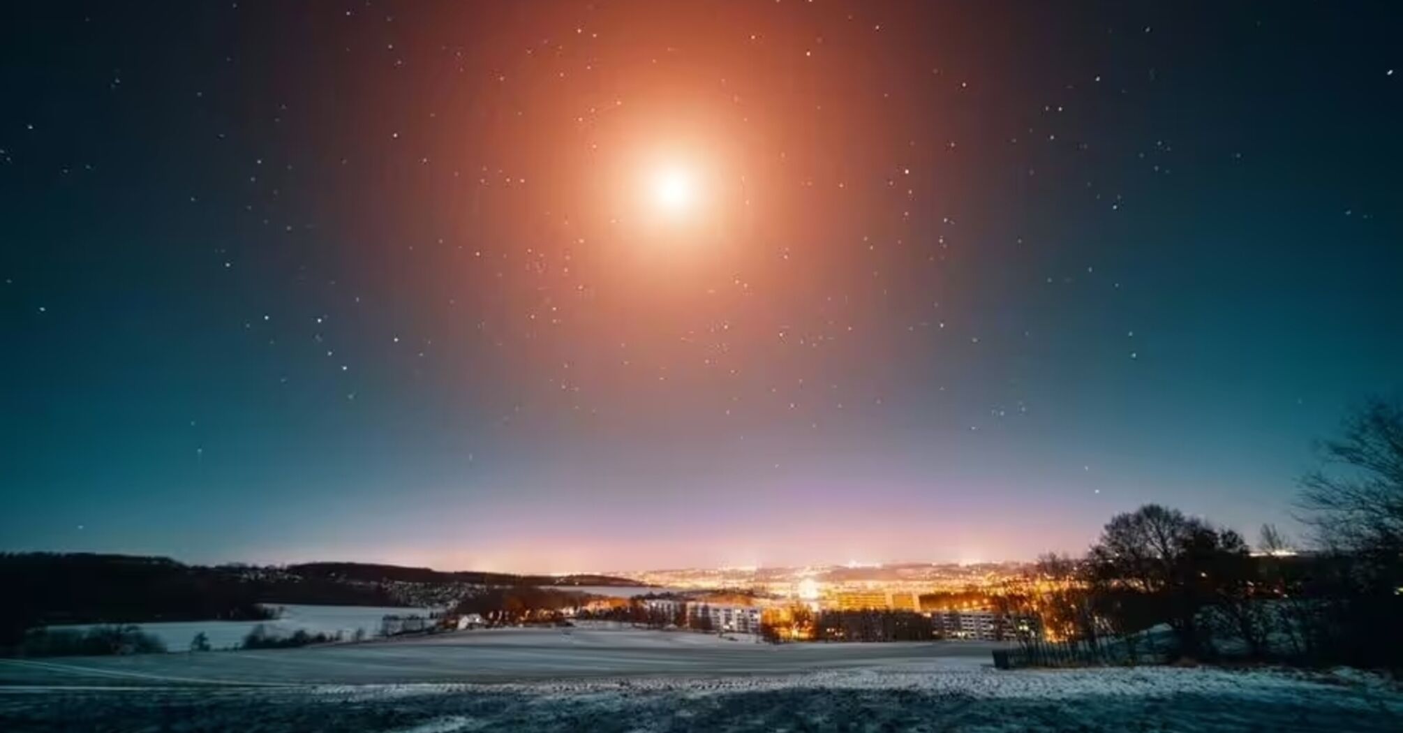 Winter landscape at night