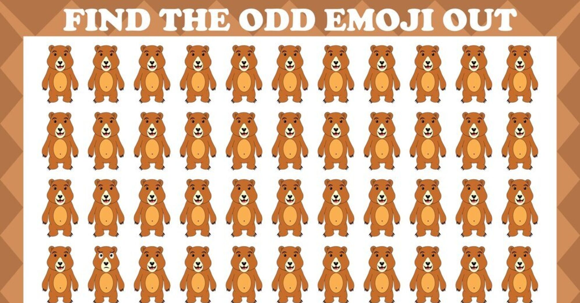 Visual skill test: spot the unique bear emoji in 5 seconds!