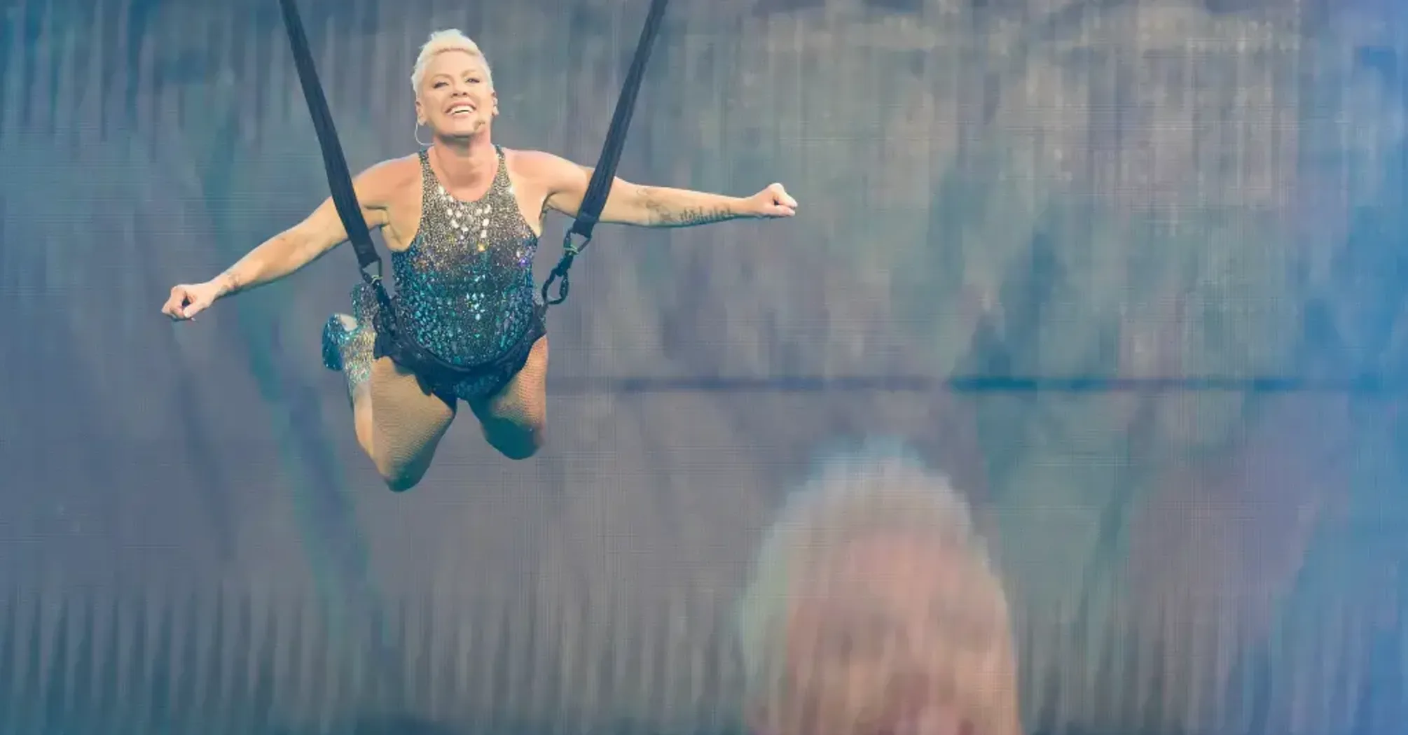 Pink Performs Aerial Stunts Despite Knee Injury at Las Vegas Show