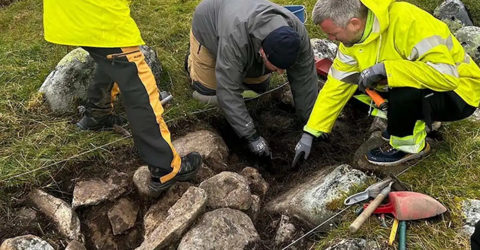 Archaeologists examine remains of Viking shelter