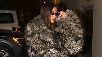 Hailey Bieber Stuns in Oversized Furry Coat During Dinner with Jenner Sisters in Aspen