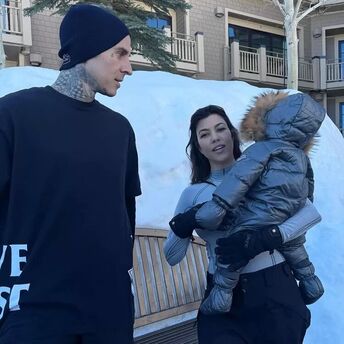 Kourtney Kardashian and Travis Barker Share Rare Glimpse of Baby Rocky During Snowy Spring Break Road Trip